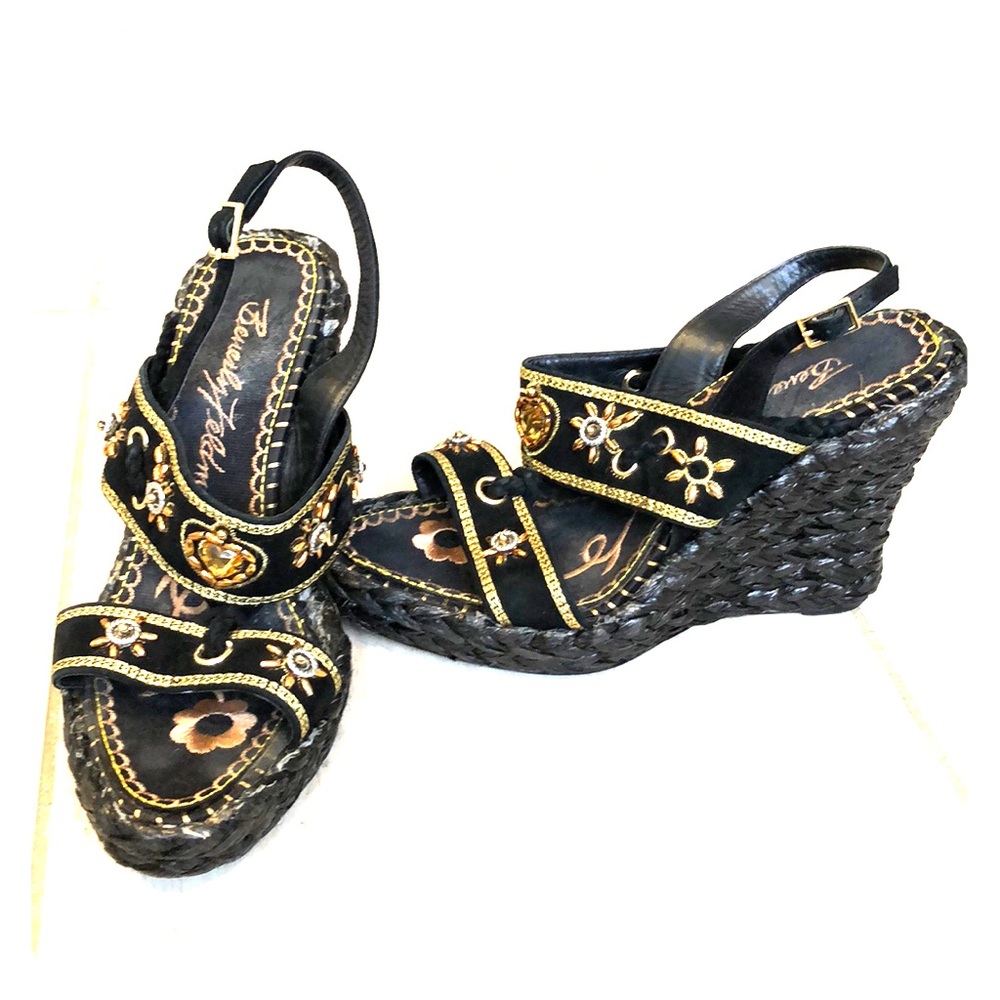 Beverly Feldman boho beaded wedges